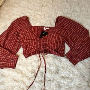 Levi’s Women's Checkered Brown Sweet Heart Neck Crop Top size XS